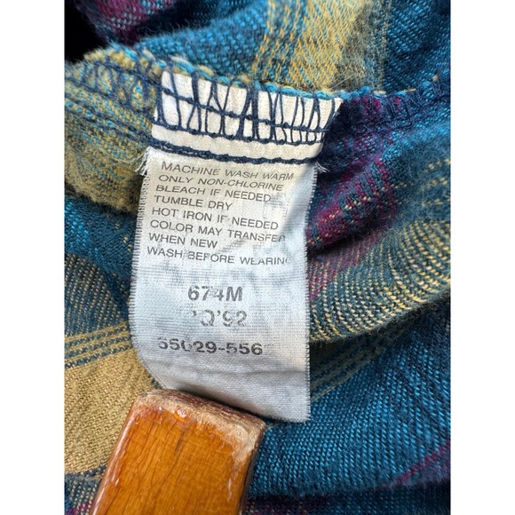 90s Levis Plaid Flannel Shirt Mens XL Blue Yellow Long Sleeve Cabincore Grunge - Picture 7 of 16